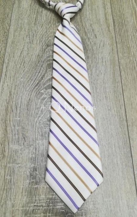 Corbata Niño Kamil Estampado Rayas Morado/Marrón LC006