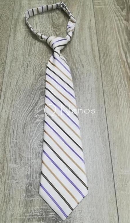 Corbata Niño Kamil Estampado Rayas Morado/Marrón LC006