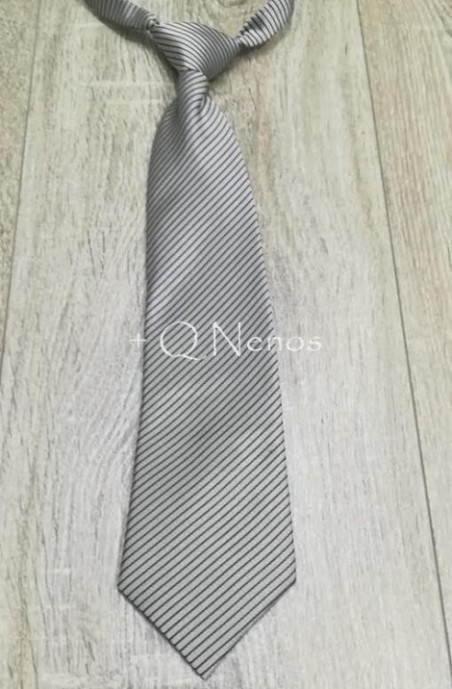 Corbata Niño Gris Rayas Negras LC022