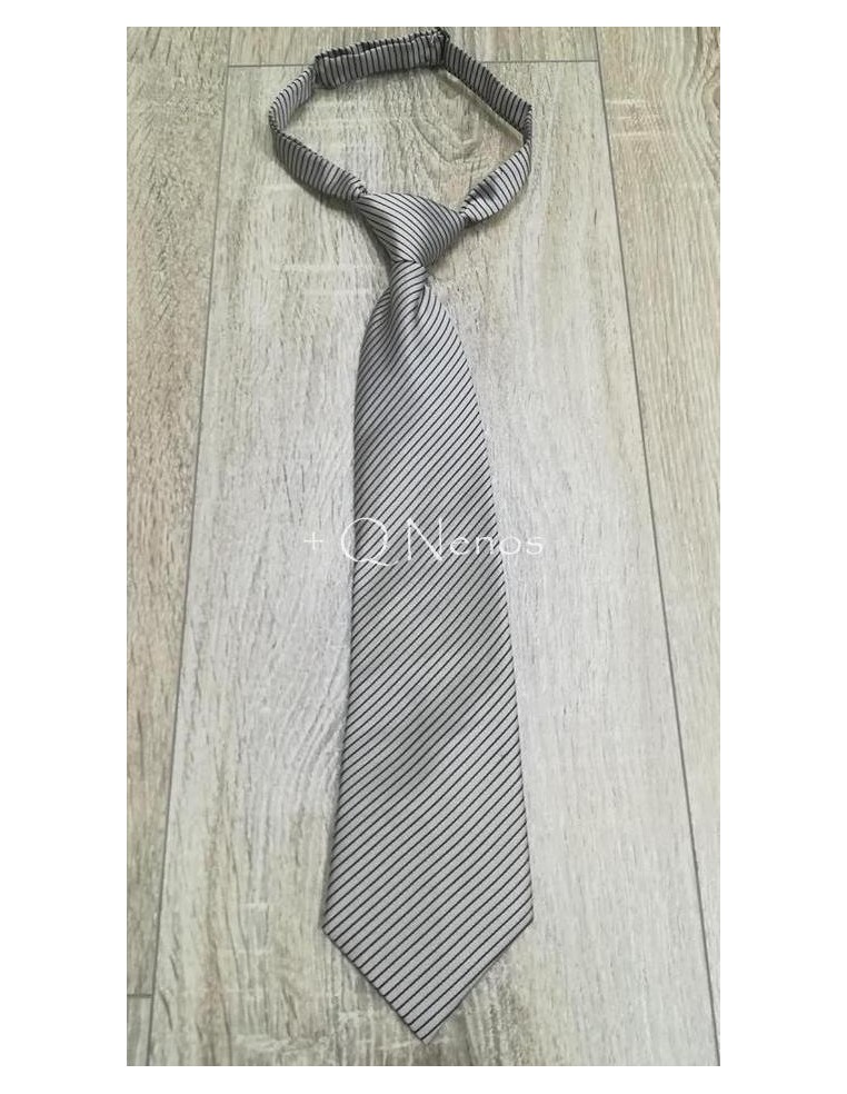 Corbata Niño Gris Rayas Negras LC022