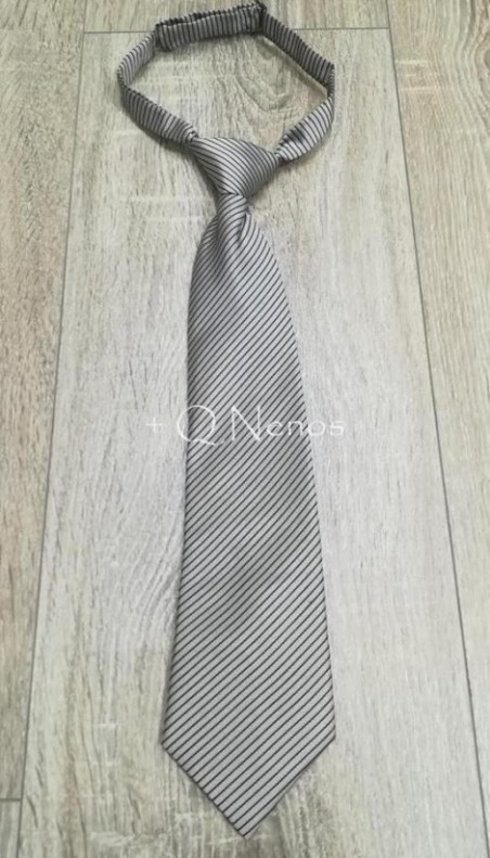Corbata Niño Gris Rayas Negras LC022