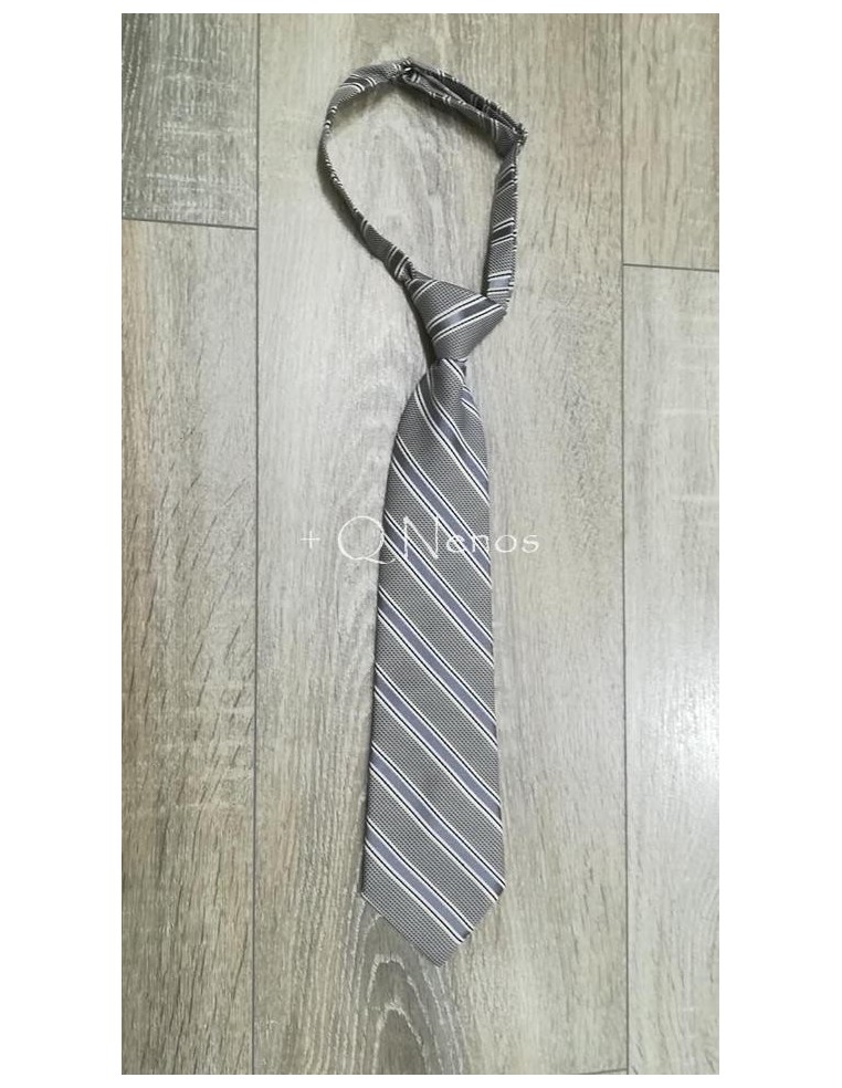 Corbata Niño Gris Rayas Anchas LC023