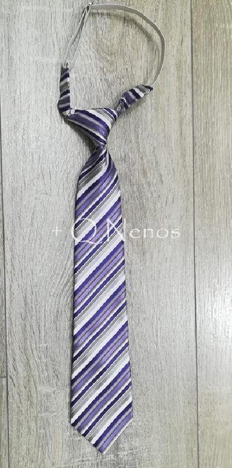 Corbata Niño Golosinas Estampada Rayas Morado/Plata LC005