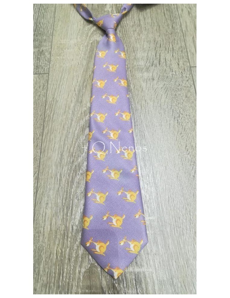 Corbata Niño Fremer Estampada Canguros Lila LC016