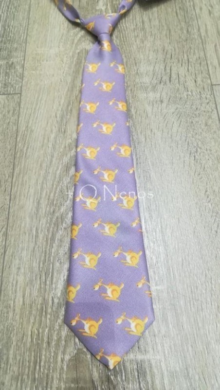 Corbata Niño Fremer Estampada Canguros Lila LC016