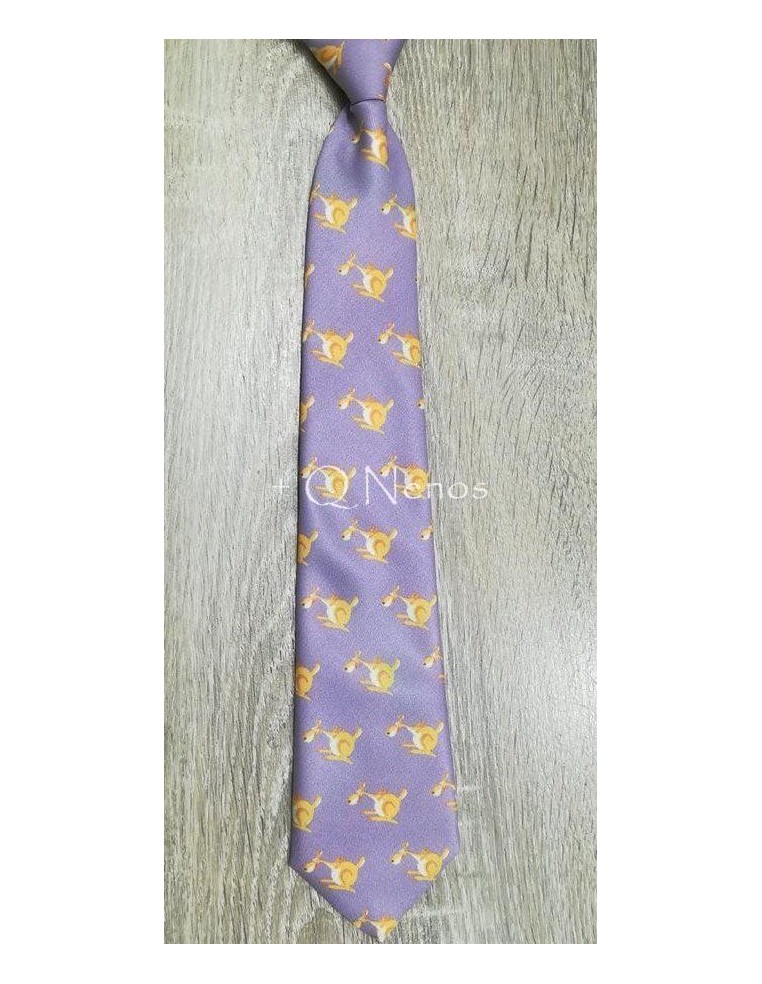 Corbata Niño Fremer Estampada Canguros Lila LC016