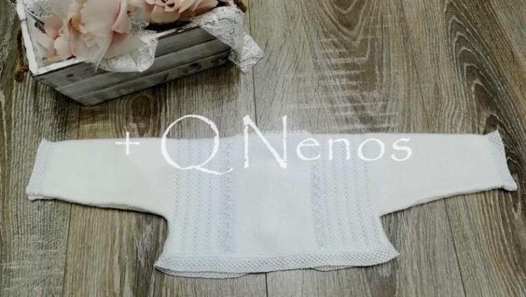 Chaqueta Bautizo Punto Solita Lazo Blanco S5804