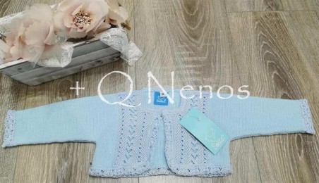 Chaqueta Bautizo Punto Solita  Celeste S5308
