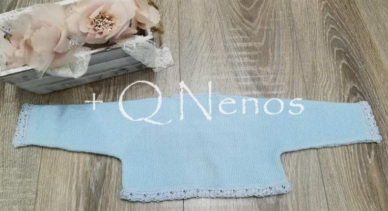 Chaqueta Bautizo Punto Solita  Celeste S5308