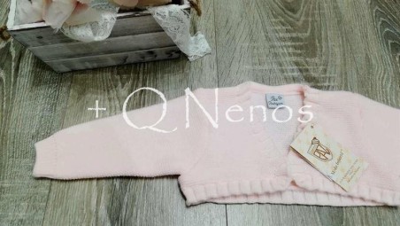 Chaqueta Bautizo Paz Rodriguez Puntas Redondas Rosa PR5201