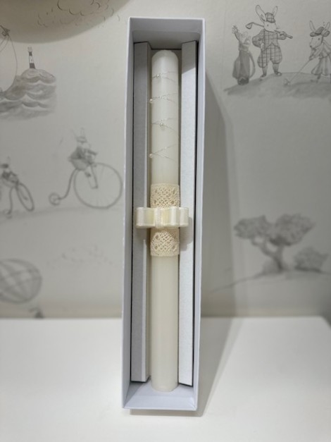 Vela Bautizo/Comunión Puntilla Perlas EV03