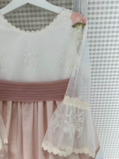Vestido Ceremonia Bordado Rosa Pathi Colección PC2407