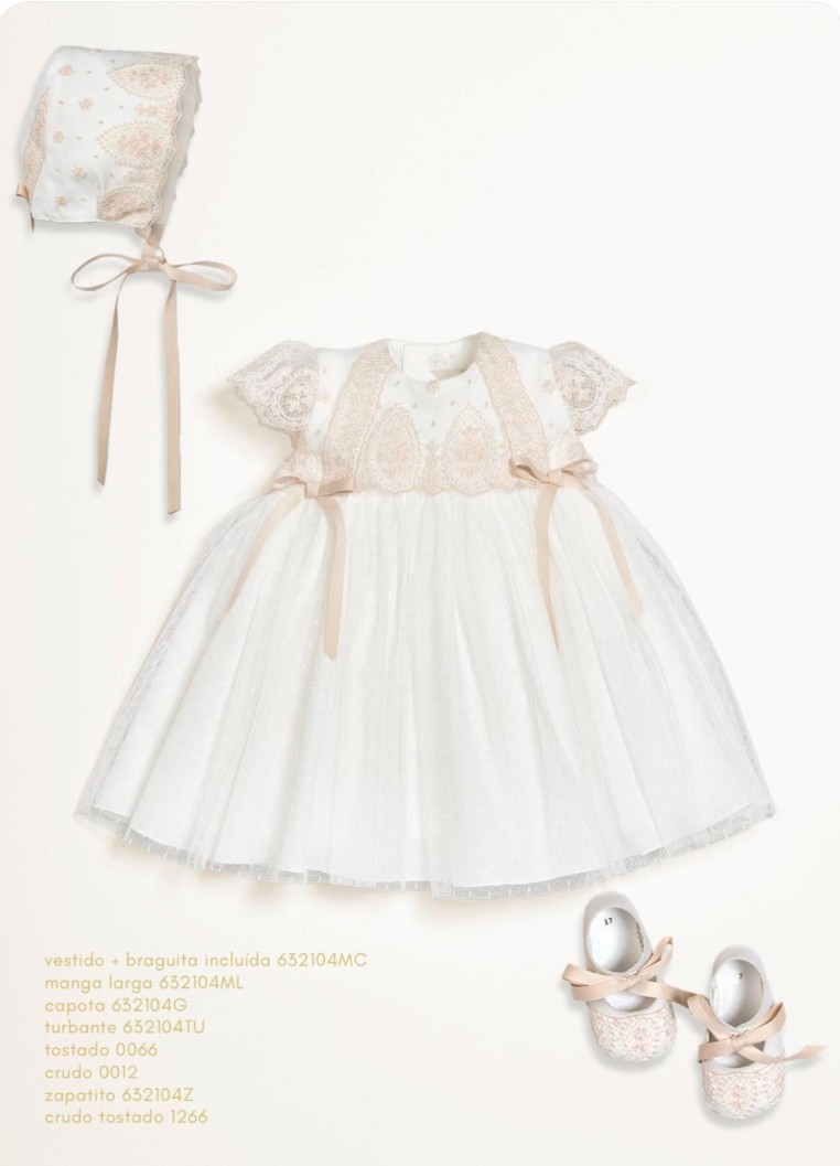 VESTIDO BAUTIZO BLANCO/TOSTADO