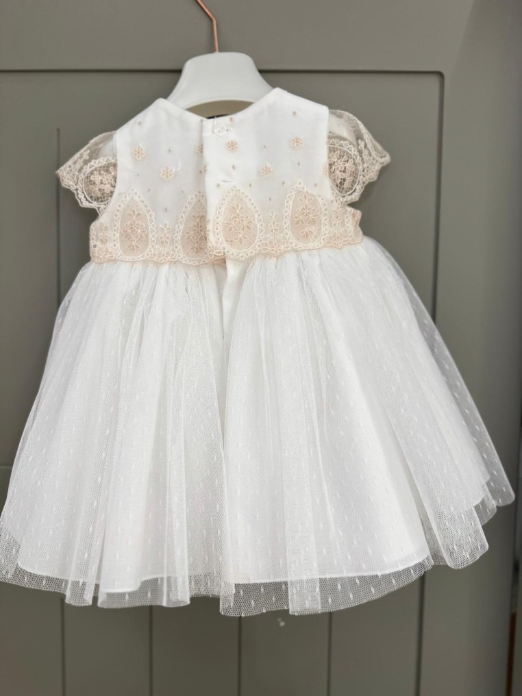 VESTIDO BAUTIZO BLANCO/TOSTADO
