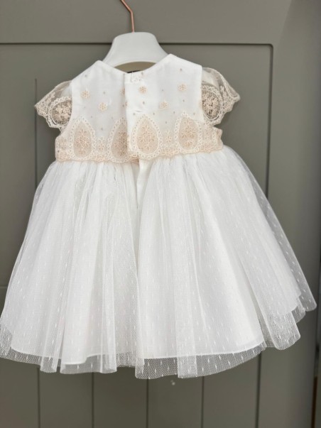 VESTIDO BAUTIZO BLANCO/TOSTADO