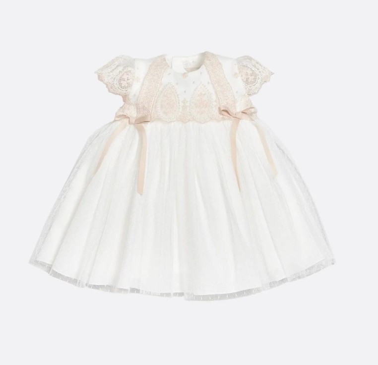 VESTIDO BAUTIZO BLANCO/TOSTADO