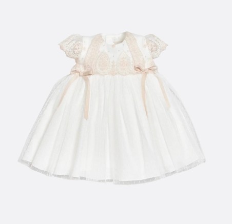 VESTIDO BAUTIZO BLANCO/TOSTADO