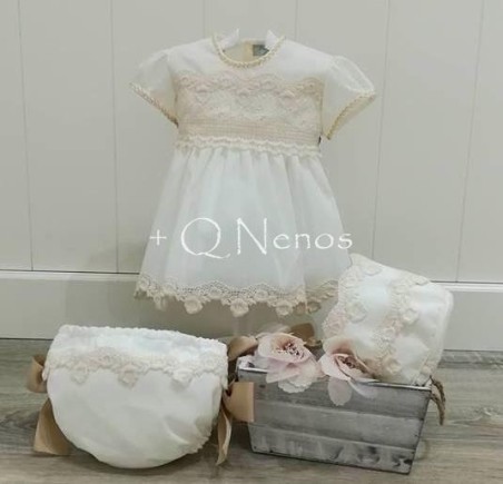 Jesusito Bautizo/Ceremonia Kobez   Puntilla Beige Capota K17640