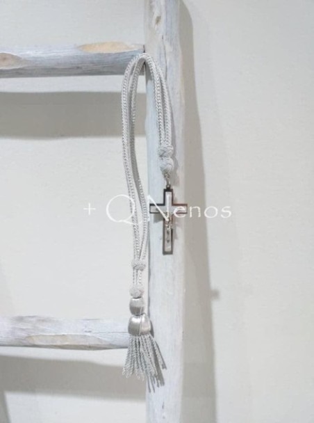Cruz Nácar Clásica / Cordón Plata Comunión EC27-C01